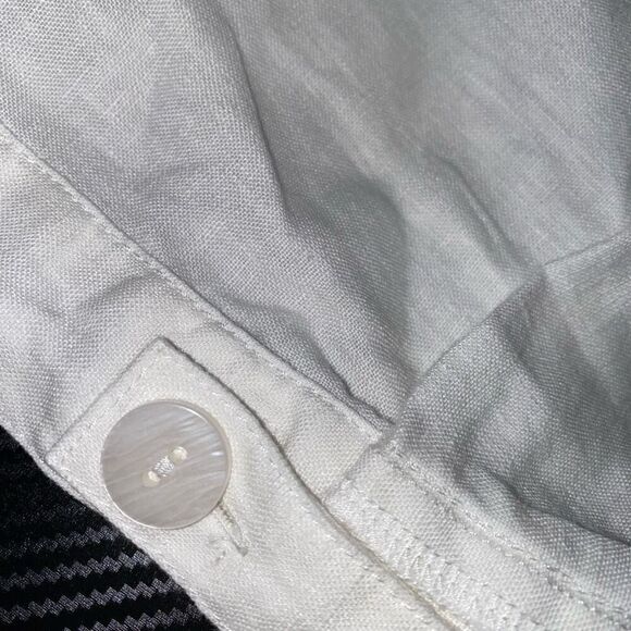 J. Jill Purejill Linen White Roll Tab Rolled Hem Cropped Pants Size L Petite - Picture 4 of 7